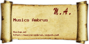 Musics Ambrus névjegykártya
